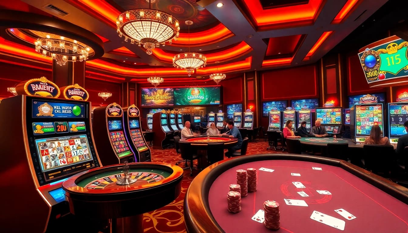 Exciting casino scene showcasing online gambling features at https://tg88link.com/ with vibrant colors and engaging atmosphere.