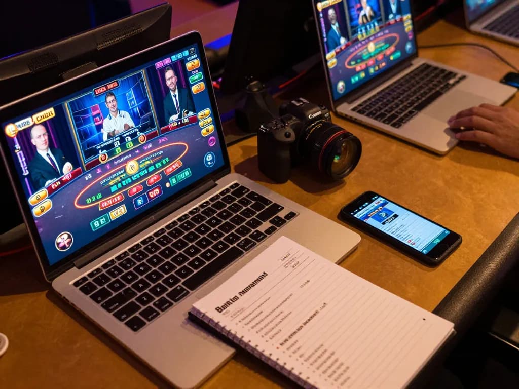 Players engaging in cm88game blackjack with digital dealer and strategic notes in a warm atmosphere.