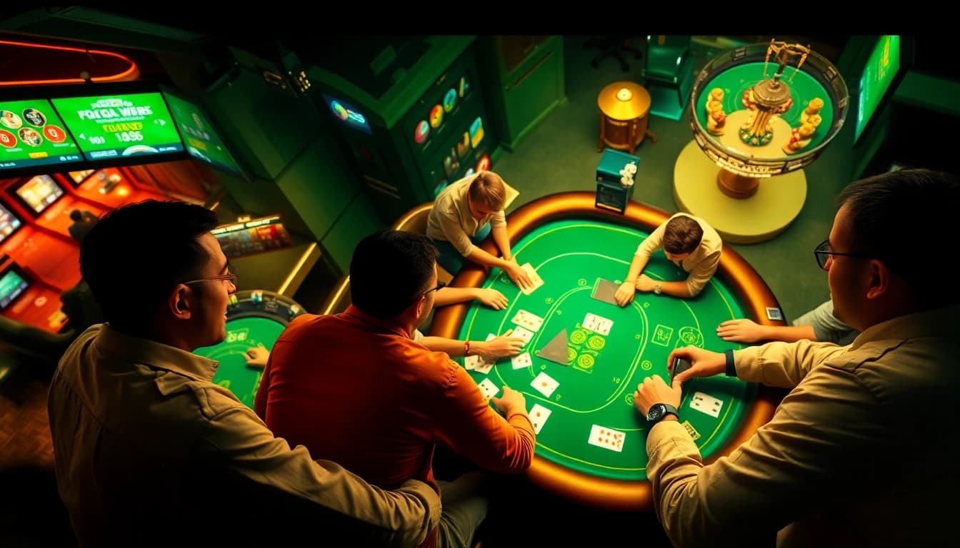 Engaging online poker game scene featuring rr9935.com with players, cards, and ambient lighting.