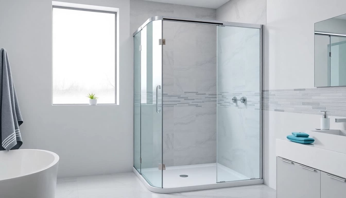 Erleben Sie eine dusche 100x100 in einem eleganten Badezimmer mit modernem Design und klaren Linien.