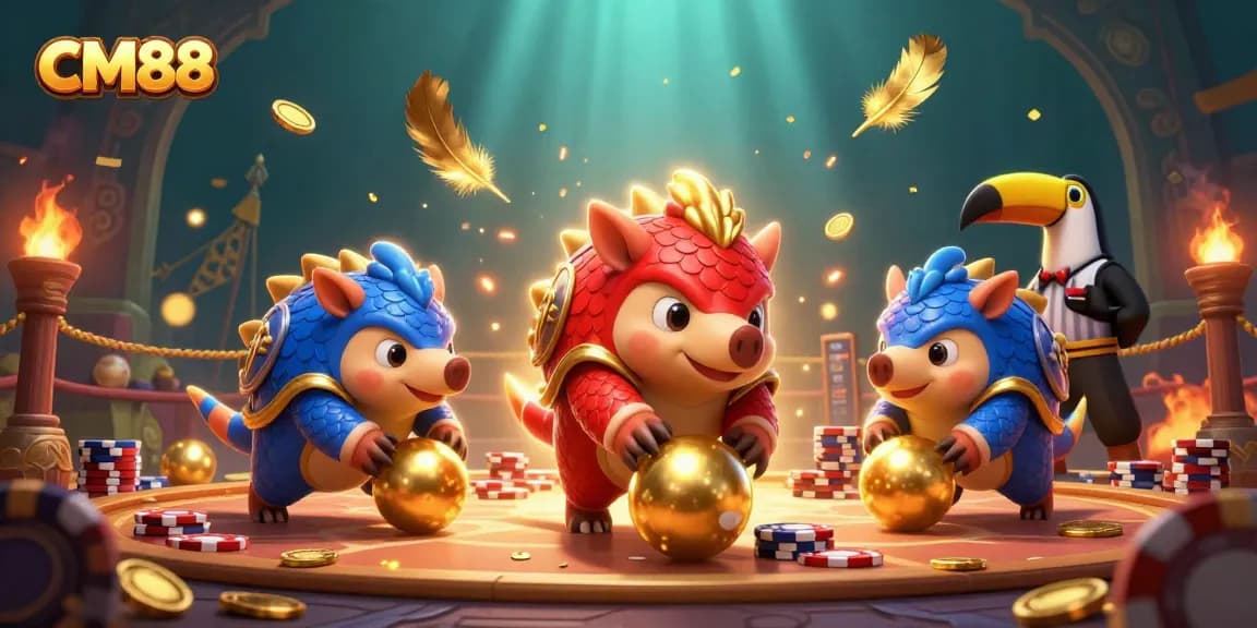 Win big with CM88 as rival pangolins compete in a colorful casino extravaganza.