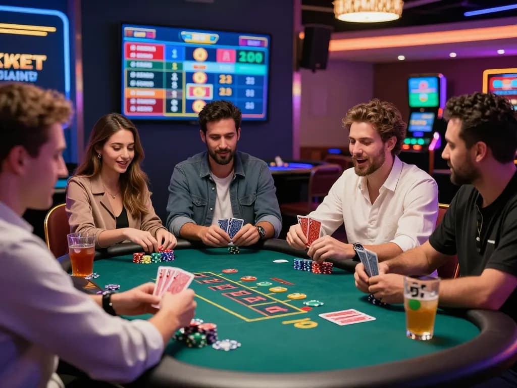 Exciting live baccarat game at 8KBET with diverse players enjoying online gambling.