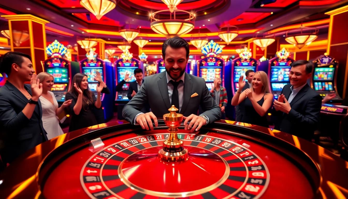 Experience the excitement of the win55 club with vibrant casino games and players in action.