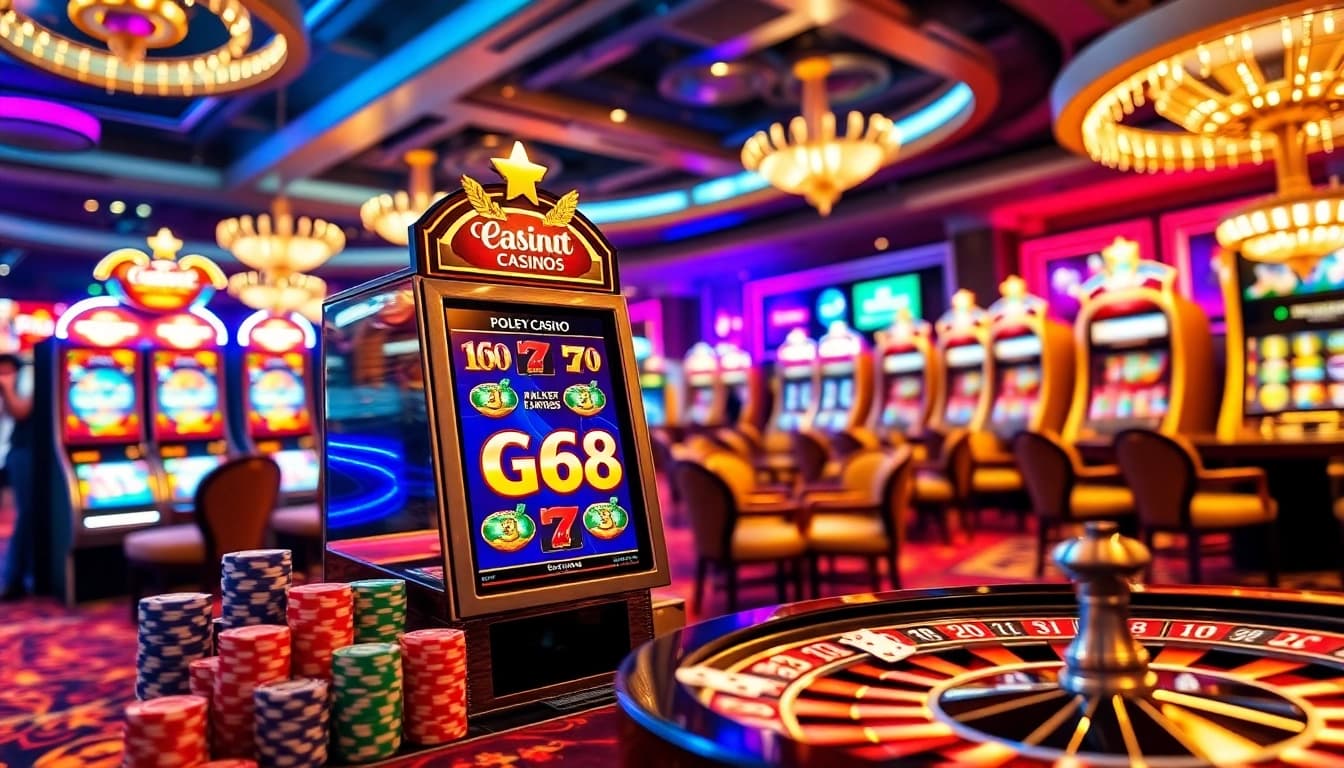 Experience the thrill of winning at the gg88 slot machine in a vibrant casino setting.