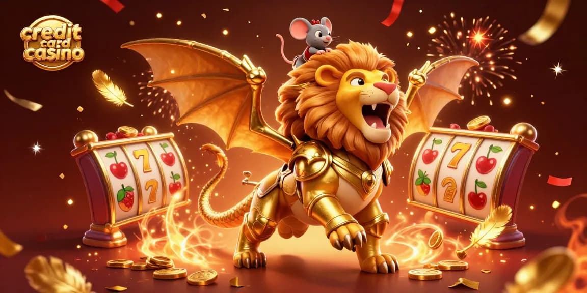 Experience the excitement of a credit card casino with dynamic slot games and vibrant characters.