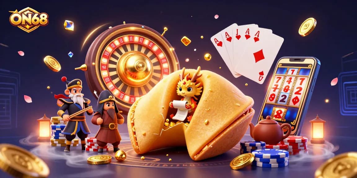 Experience ON68's premier gaming with a vibrant 3D scene of fortune and excitement.