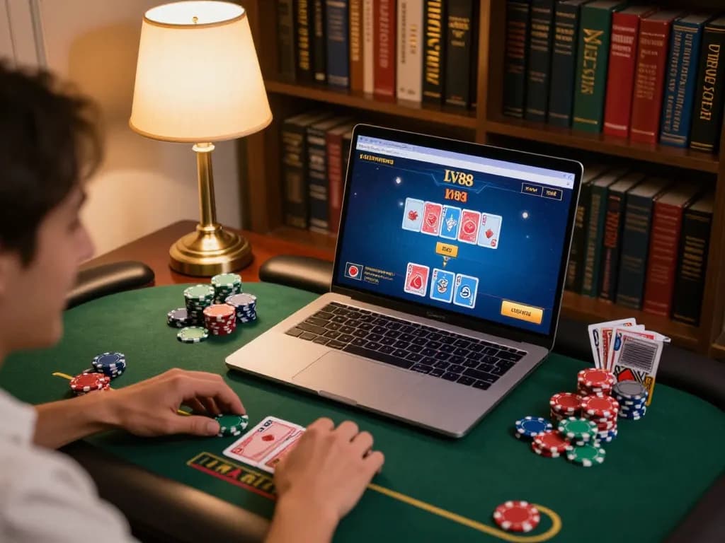 Player strategizing on LV88 casino interface during an online gaming session
