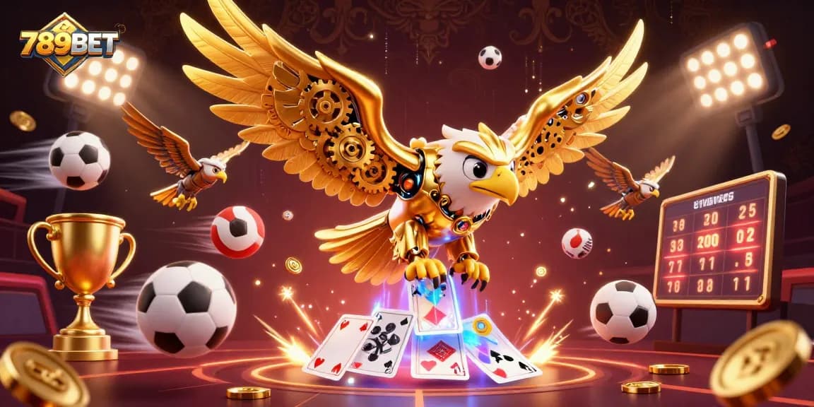 Engage with 789BET's thrilling slots through a vibrant 3D illustration filled with dynamic casino elements.
