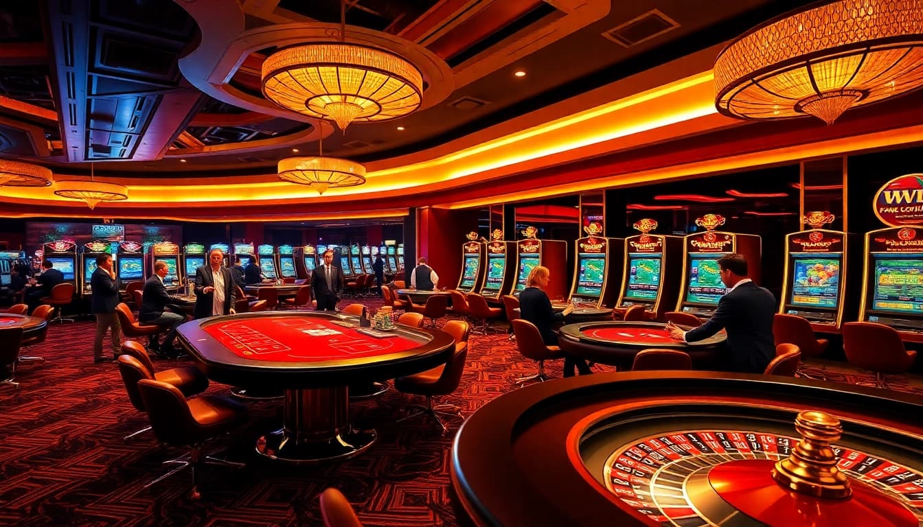 Kuwin gambling interface displaying poker and slot games with vibrant casino elements.