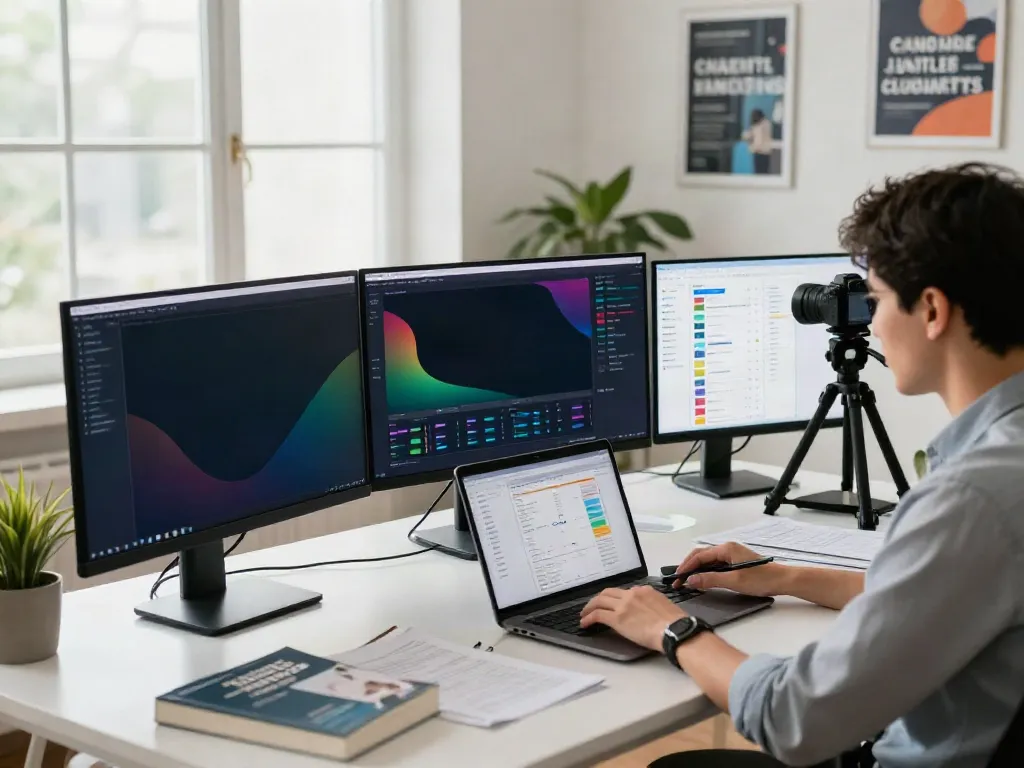 Instant indexing processes in a modern digital marketing workspace with analytics screens and focused professionals.