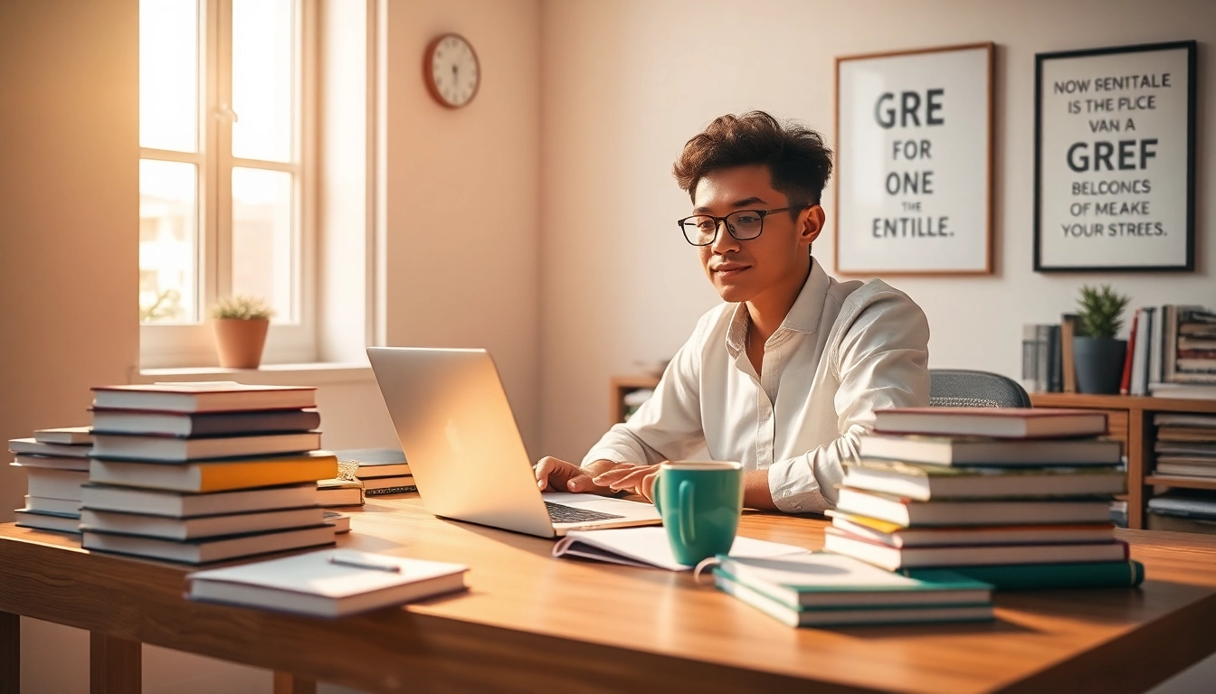 Focus on a student preparing for exams, illustrating the concept to pay someone to take gre for me.