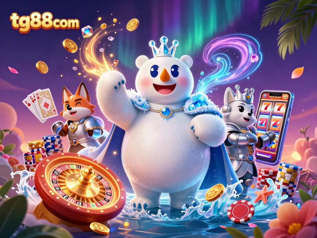 Experience thrilling gaming with tg88com's vibrant casino scene featuring cartoon characters and exciting action.