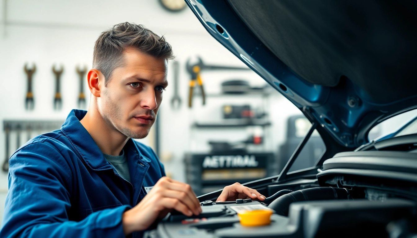 Investing in an extended auto warranty while a mechanic examines a vehicle for maintenance.