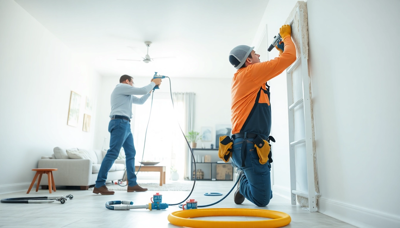 Technician performing professional spray foam removal in a home environment.