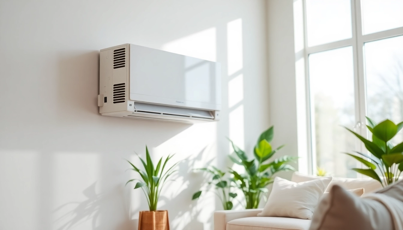 Install a mini split ac efficiently in a modern living room highlighting elegance and temperature control.