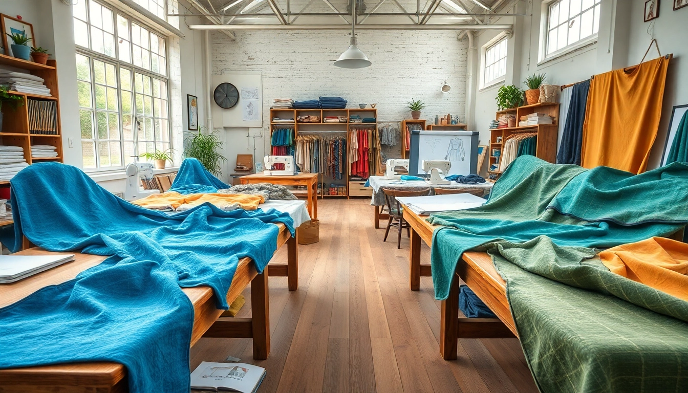 Viscose stoffen in een professionele textielstudio met rijke texturen en patronen.