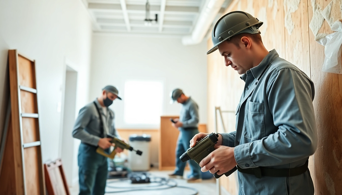 Skilled spray foam removal specialists carefully removing insulation in a clean setting.