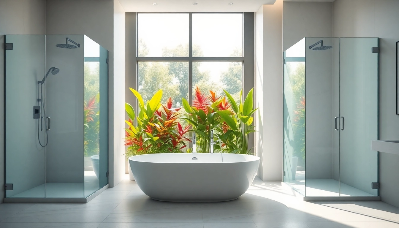 Showcasing elegant showers in a contemporary bathroom design emphasizing clean lines and modern aesthetics.