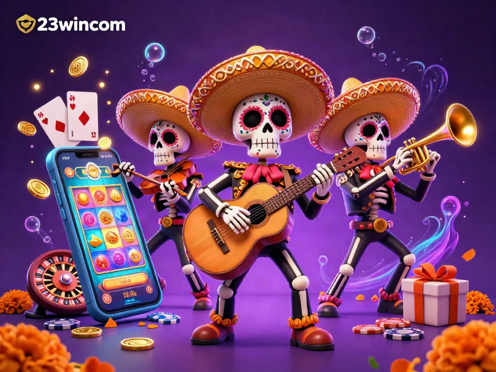 Experience vibrant gameplay and winnings with 23wincom in this colorful casino scene.