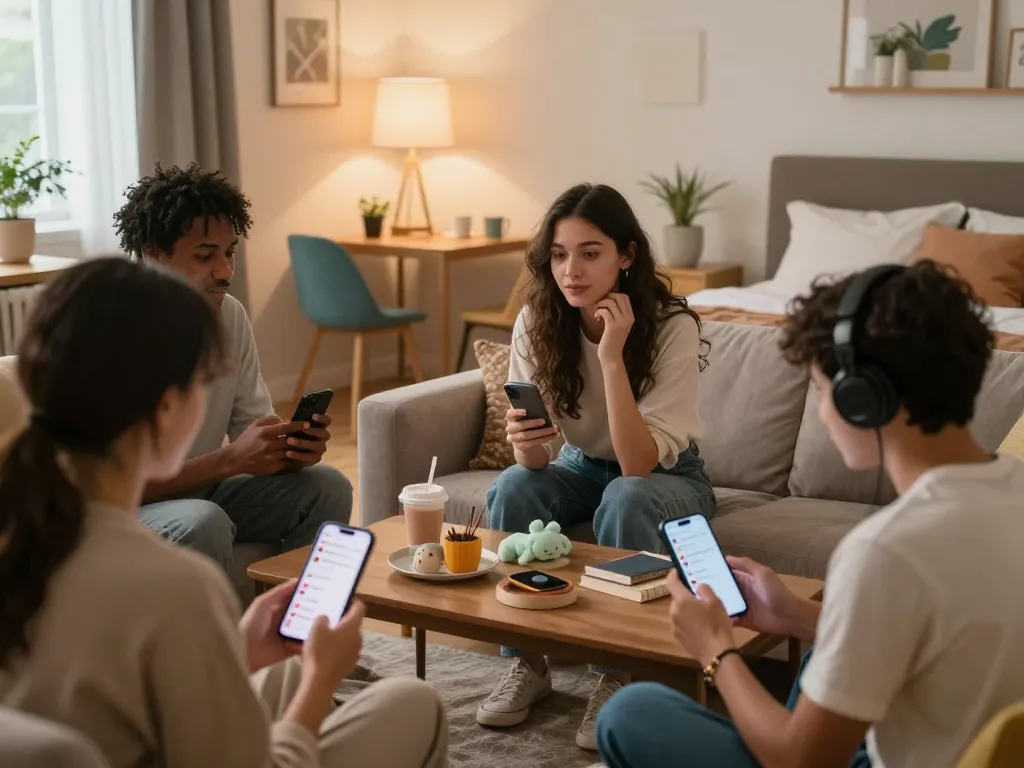 Engaging sexchat moments between diverse individuals in cozy settings, capturing intimacy and connection.