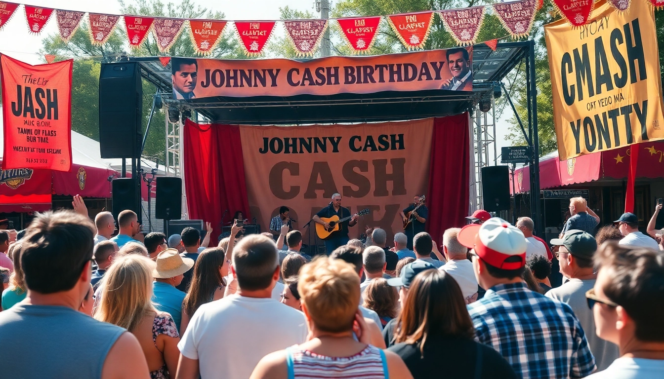 Celebrate Johnny Cash's legacy at johnnycashbirthday.com with a vibrant festival atmosphere.
