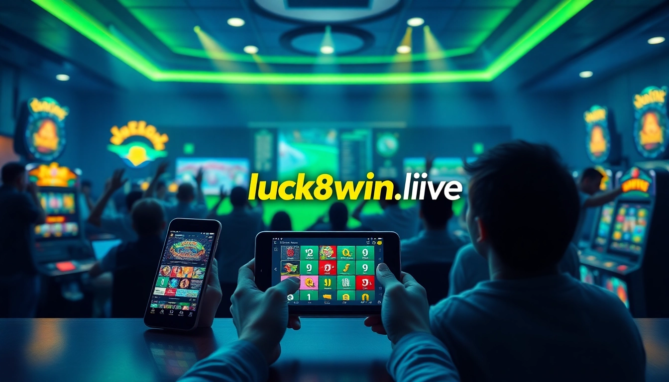 Experience excitement with luck8win.live in a vibrant online gambling scene featuring engaging digital interfaces.