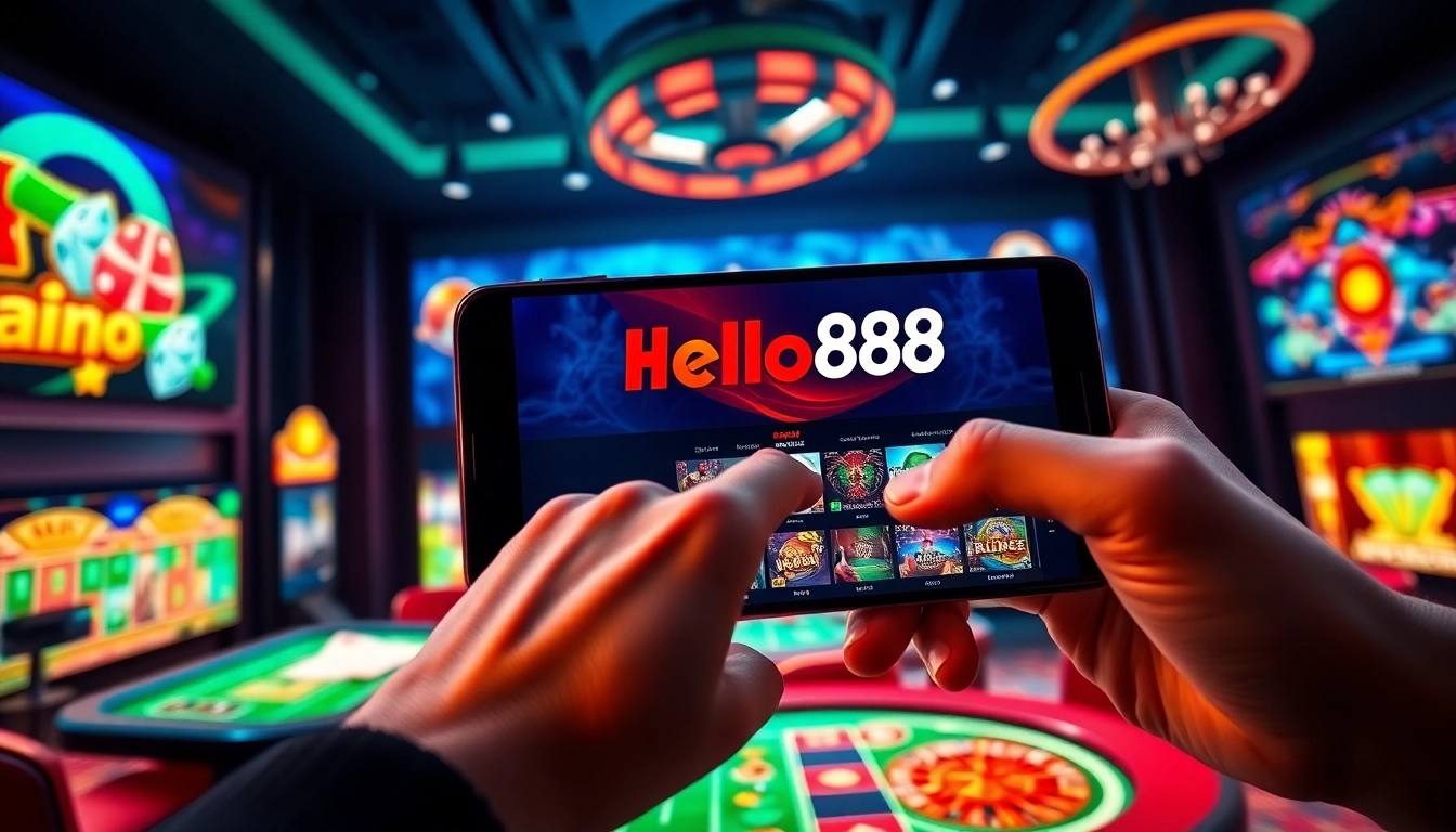 Experience the excitement of online gaming at hello88win.live, showcasing vibrant casino aesthetics and engaging gameplay.