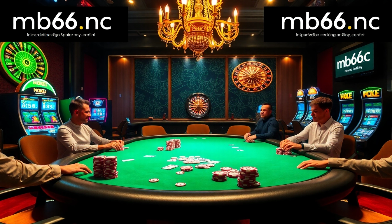 Experience the thrill of betting at mb66.nyc with stunning casino visuals featuring poker and roulette.