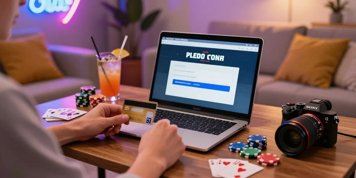 Player engaging with a credit card casino online, making deposits with vibrant gaming elements in a cozy atmosphere.