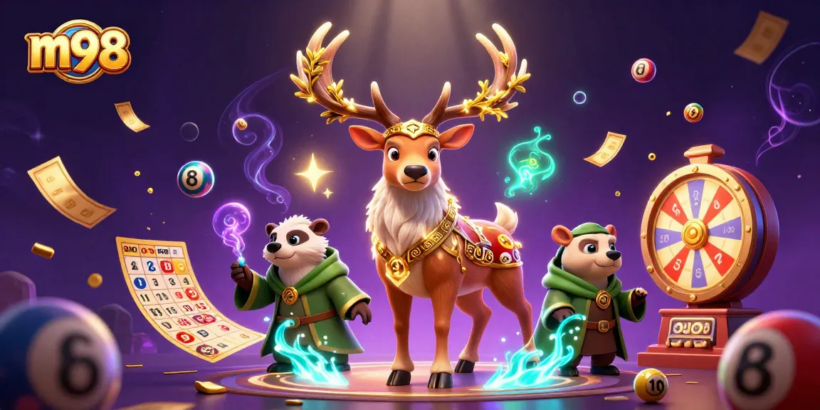 Join m98 for thrilling gaming action with vibrant casino elements and mystical characters.